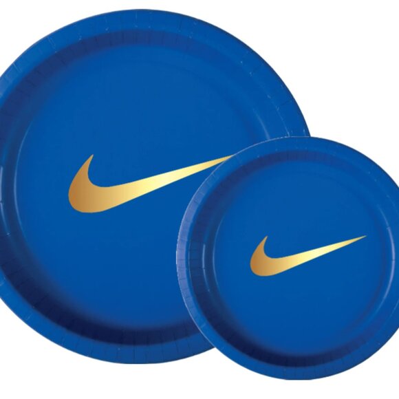 Sw00sh Plates | Blue & Gold Basketball Party Paper Plates | Disposable 60 pcs - Picture 3 of 7